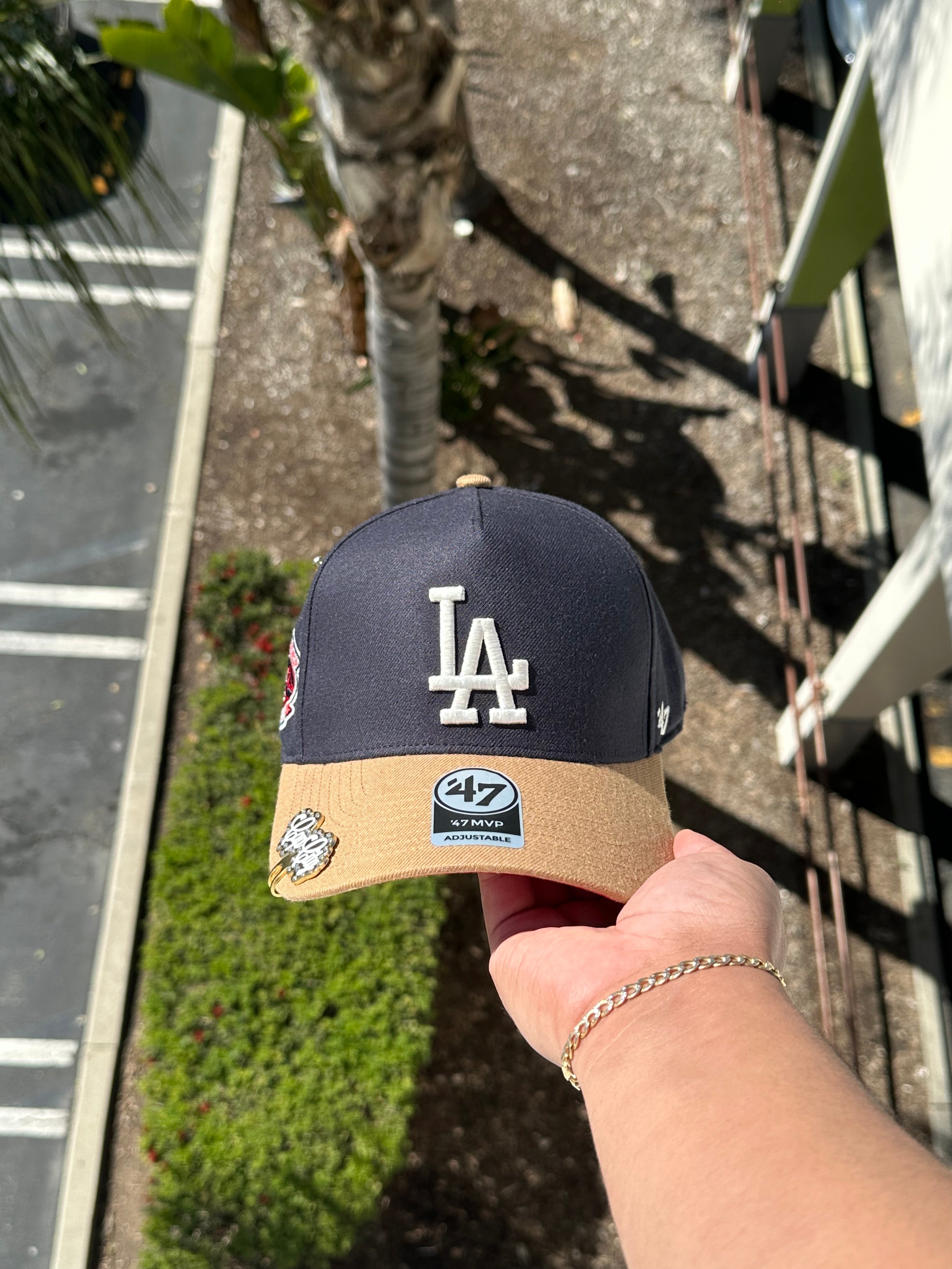 NAVY/KHAKI LOS ANGELES DODGERS '47 MVP A-FRAME ADJUSTABLE SNAPBACK W/ 1ST WORLD CHAMPIONSHIP PATCH