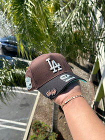 NEW* MOCHA/BLACK LOS ANGELES DODGERS '47 MVP ADJUSTABLE SNAPBACK W/ 40TH ANNIVERSARY PATCH (TEAL UV)