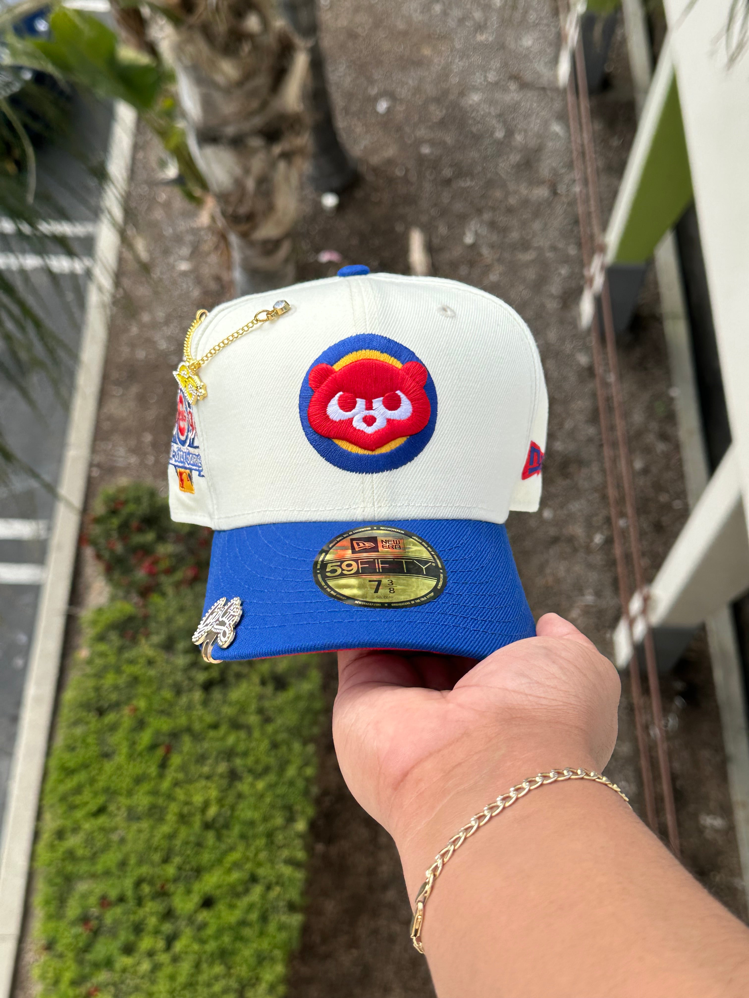 NEW ERA EXCLUSIVE 59FIFTY CHROME WHITE/BLUE CHICAGO CUBS W/ 1990 ALL STAR GAME PATCH
