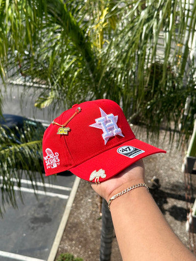 NEW* RED HOUSTON ASTROS '47 CAPTAIN SNAPBACK W/ 2017 WORLD SERIES PATCH (PINK UV)