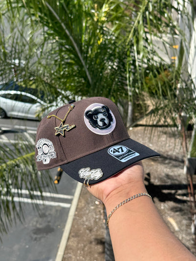 NEW* MOCHA/BLACK CHICAGO CUBS '47 CAPTAIN SNAPBACK W/ 1990 ALL STAR GAME PATCH (PINK UV)
