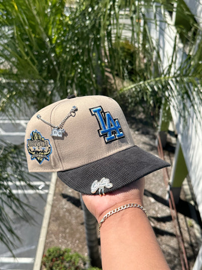 NEW ERA EXCLUSIVE 9FIFTY KHAKI/CORDUROY LOS ANGELES DODGERS TWO TONE SNAPBACK W/ 40TH ANNIVERSARY PATCH (ICY BLUE UV)