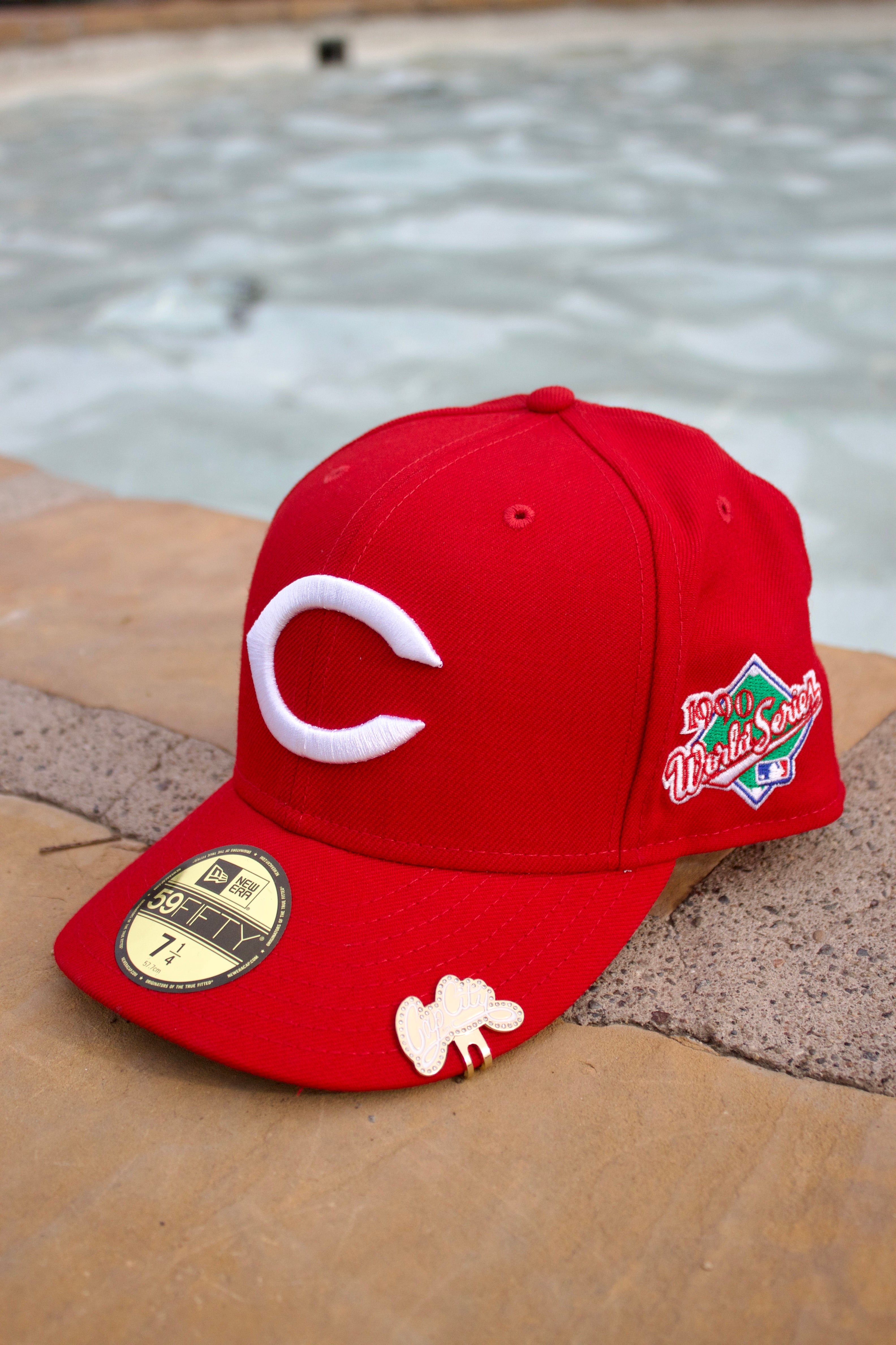 NEW ERA 59FIFTY RED CINCINNATI REDS W/ 1990 WORLD SERIES PATCH