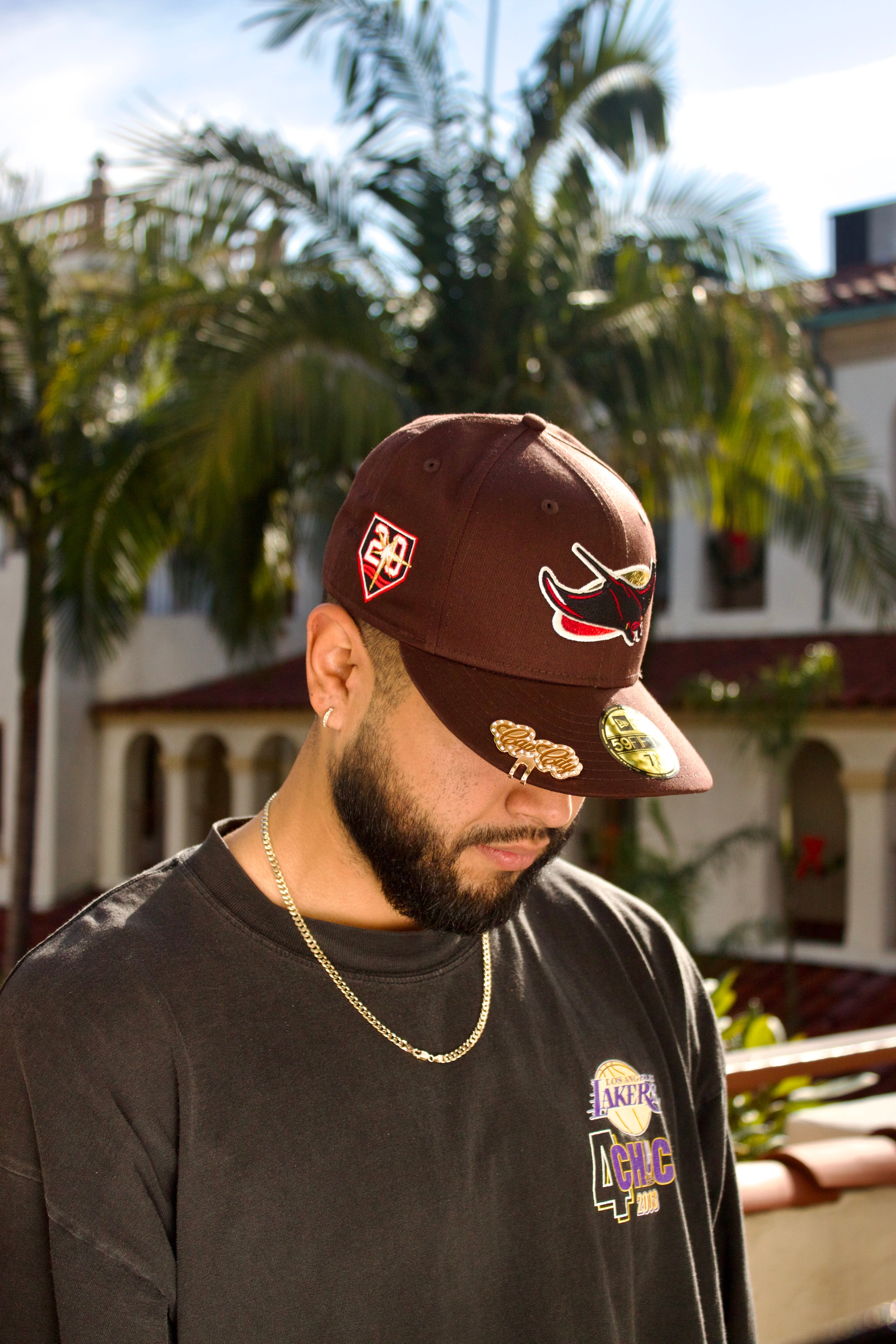 NEW ERA EXCLUSIVE 59FIFTY BROWN TAMPA BAY RAYS W/ 20TH ANNIVERSARY PATCH