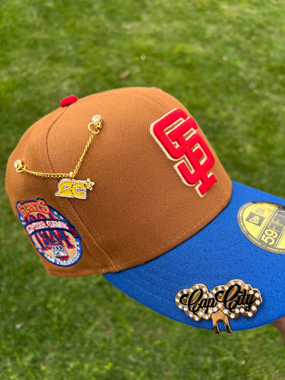 NEW ERA EXCLUSIVE 59FIFTY TWO TONE TAN/BLUE SF GIANTS W ASG 1984 SIDE PATCH (RED UV)