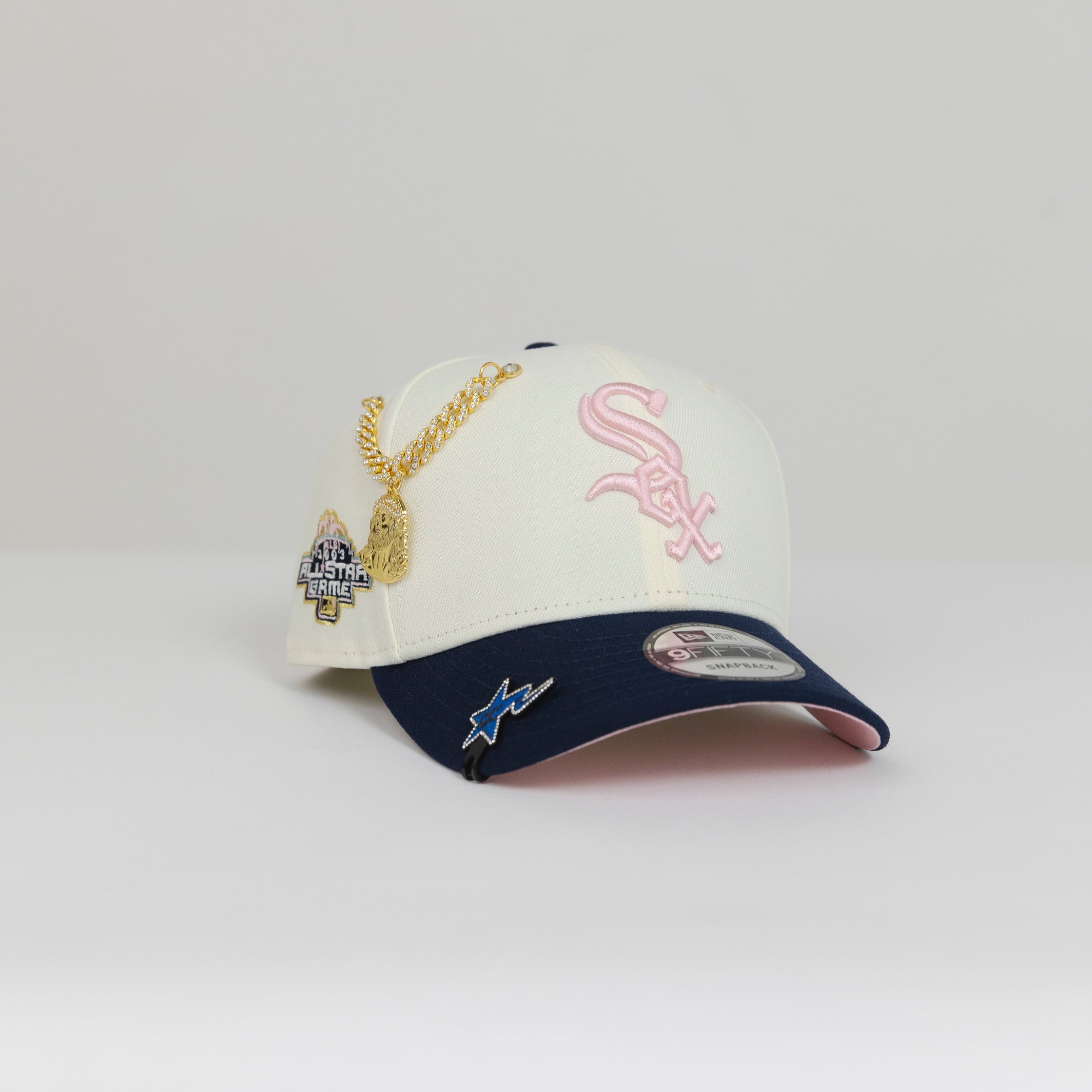 NEW ERA EXCLUSIVE 9FIFTY CHROME/ NAVY CHICAGO WHITE SOX SNAPBACK W/ 2003 ALL STAR GAME SIDE PATCH