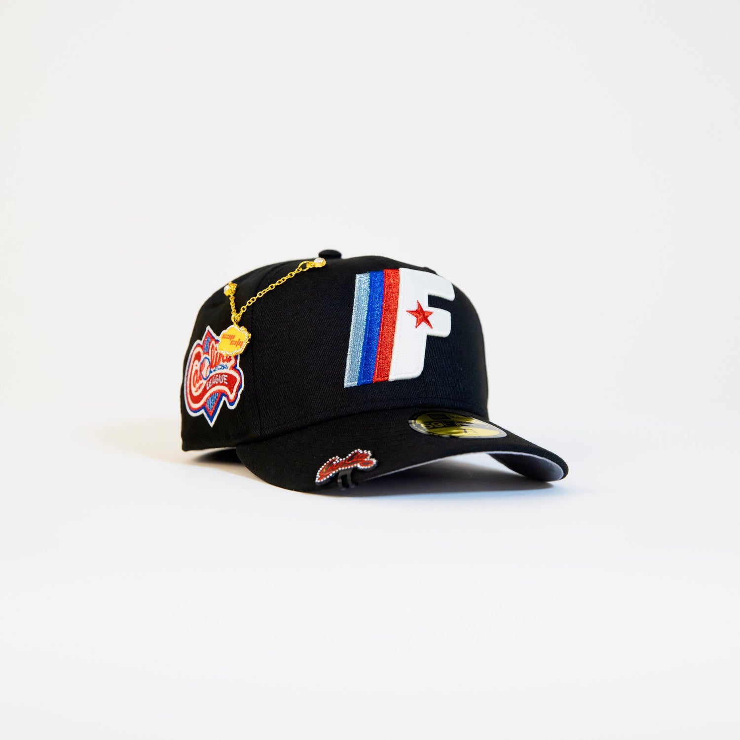 NEW ERA EXCLUSIVE 59FIFTY BLACK FAYETTEVILLE WOODPECKERS W/ CAROLINA LEAGUE SIDE PATCH
