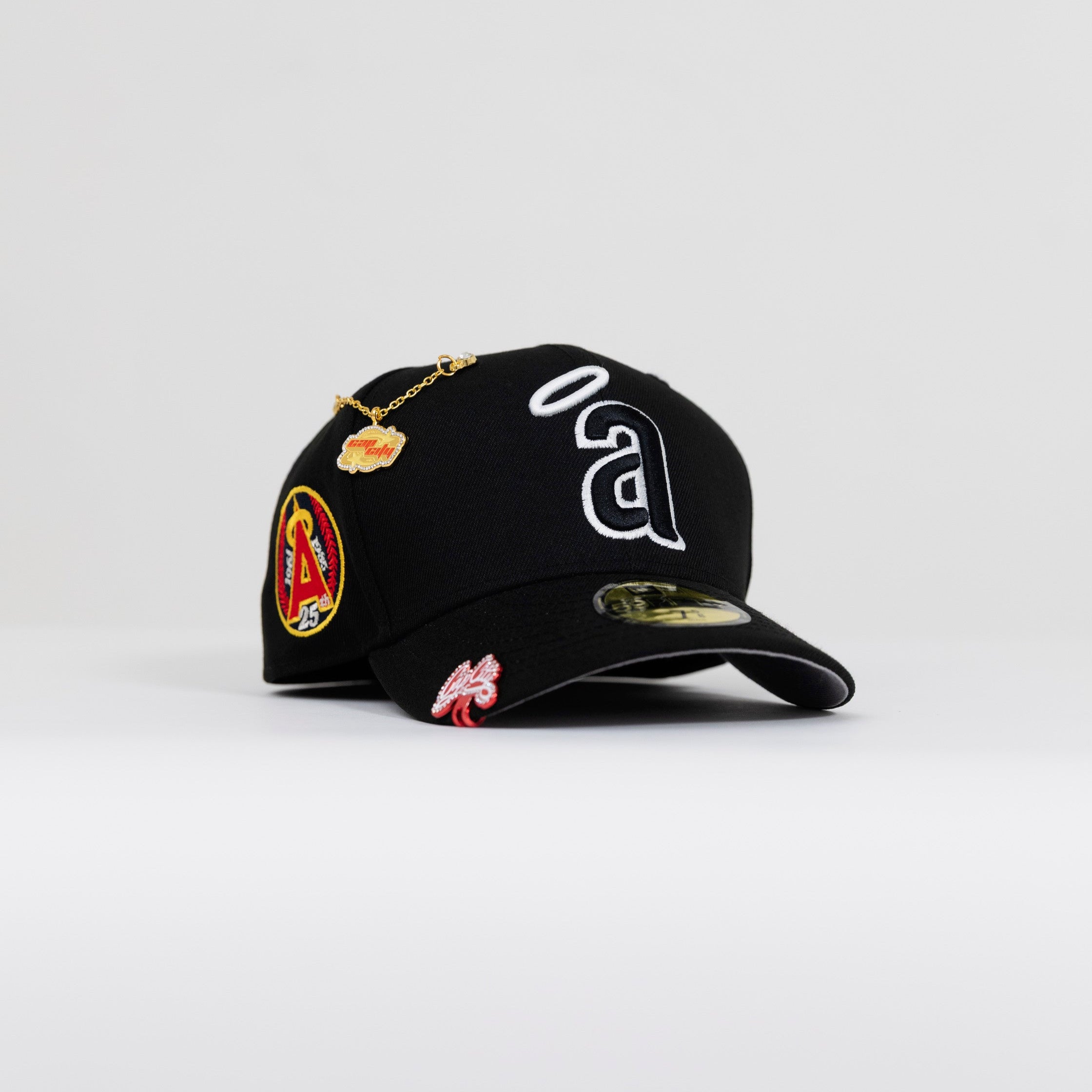 NEW ERA 59FIFTY BLACK ANAHEIM ANGELS W/ 25TH ANNIVERSARY SIDE PATCH