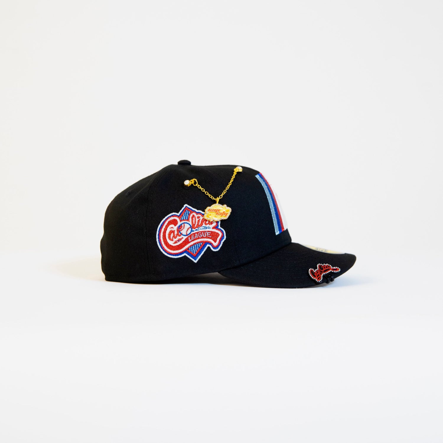 NEW ERA EXCLUSIVE 59FIFTY BLACK FAYETTEVILLE WOODPECKERS W/ CAROLINA LEAGUE SIDE PATCH