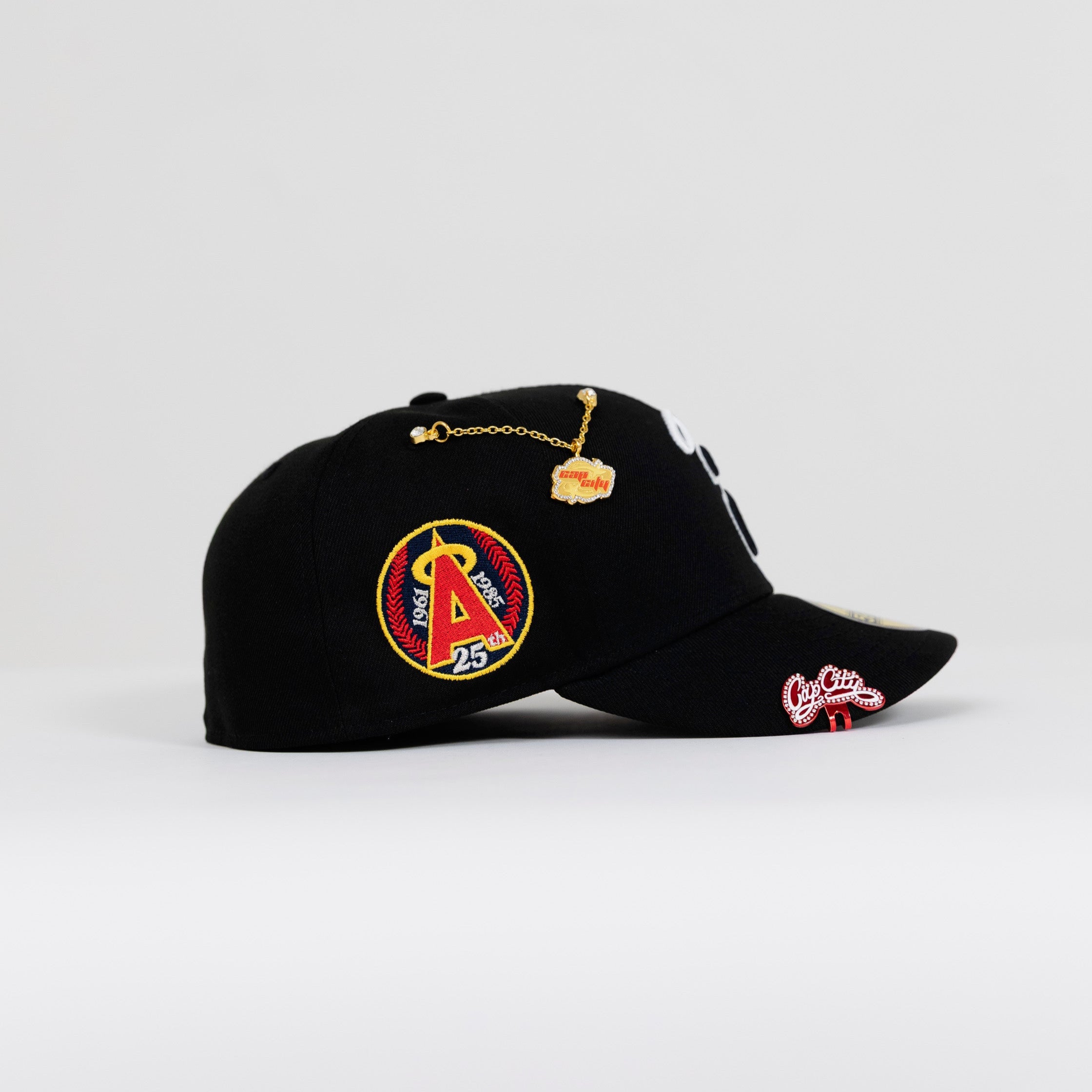 NEW ERA 59FIFTY BLACK ANAHEIM ANGELS W/ 25TH ANNIVERSARY SIDE PATCH