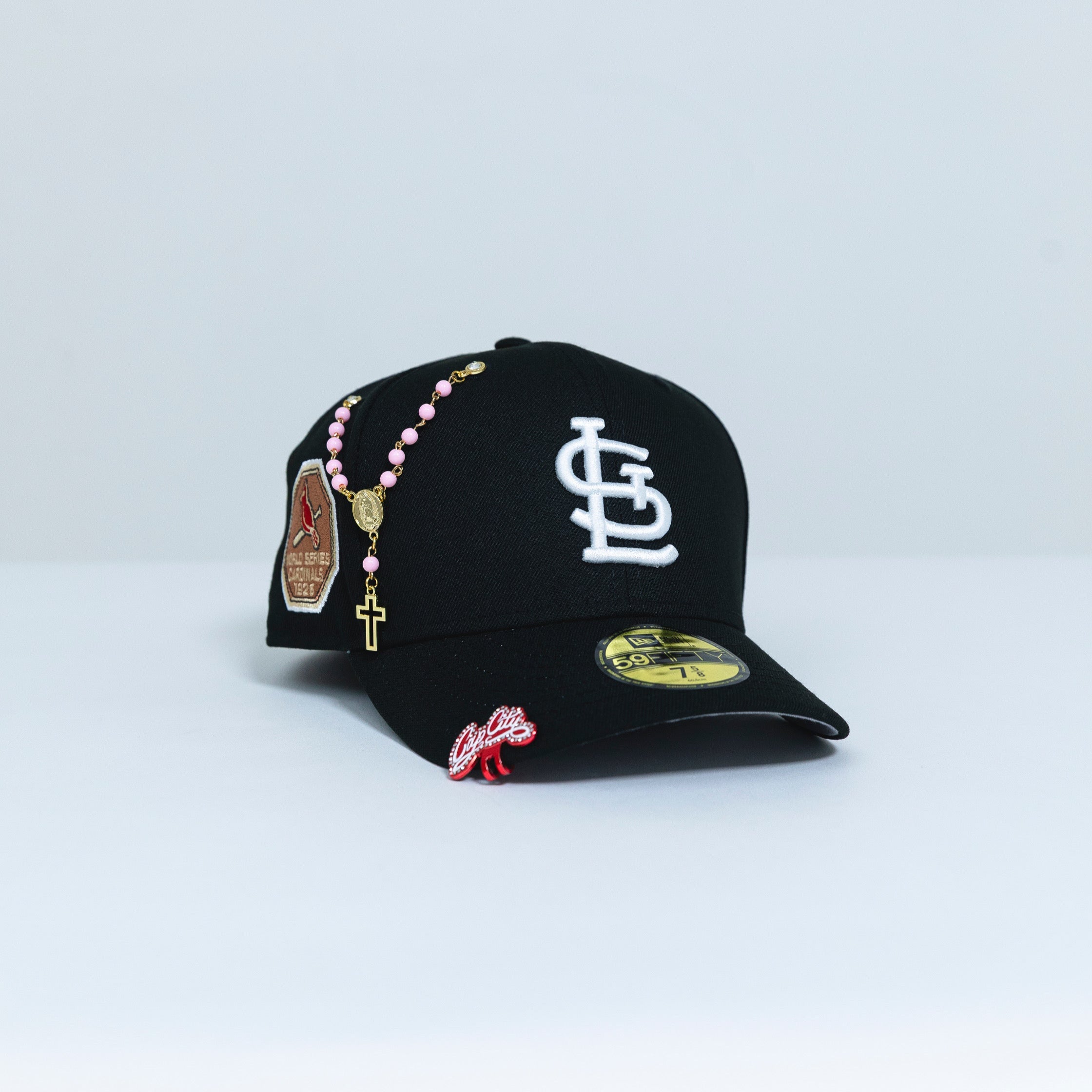 NEW ERA EXCLUSIVE 59FIFTY BLACK ST LOUIS CARDINALS W/ BUSCH STADIUM SIDE PATCH