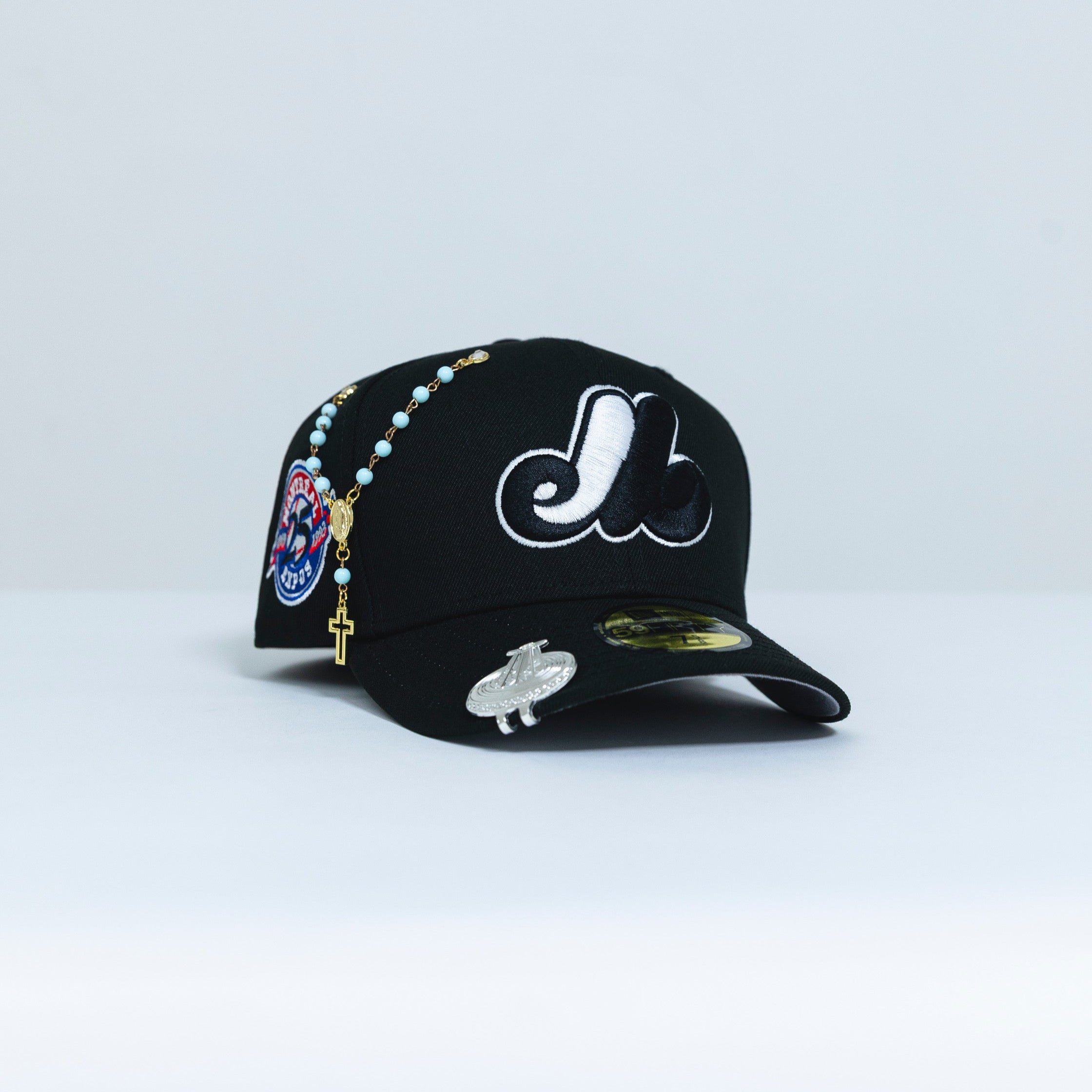 NEW ERA EXCLUSIVE 59FIFTY BLACK MONTREAL EXPOS W/ 25TH ANNIVERSARY SIDE PATCH