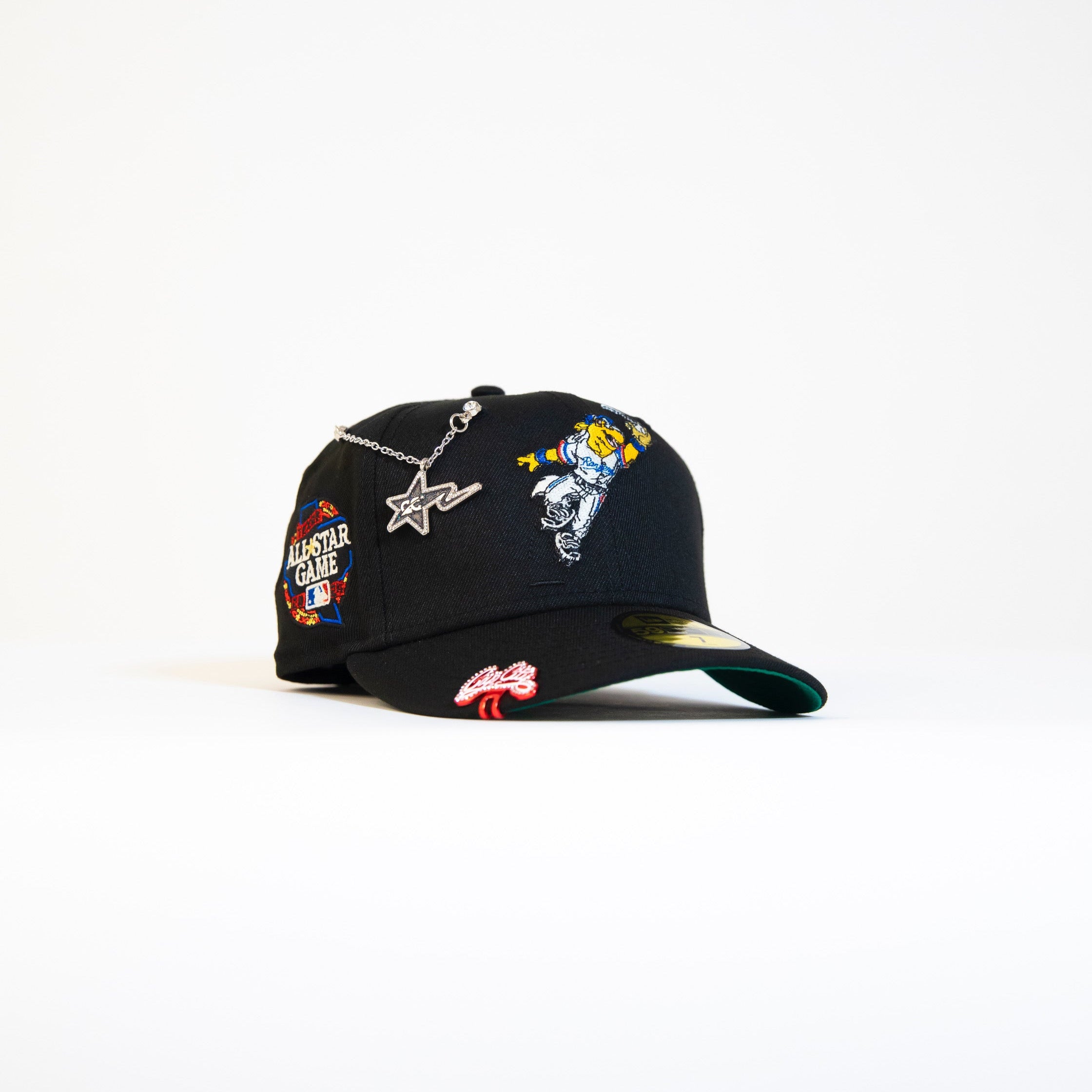 NEW ERA EXCLUSIVE 59FIFTY BLACK TEXAS RANGERS W/ ALL STAR GAME SIDE PATCH
