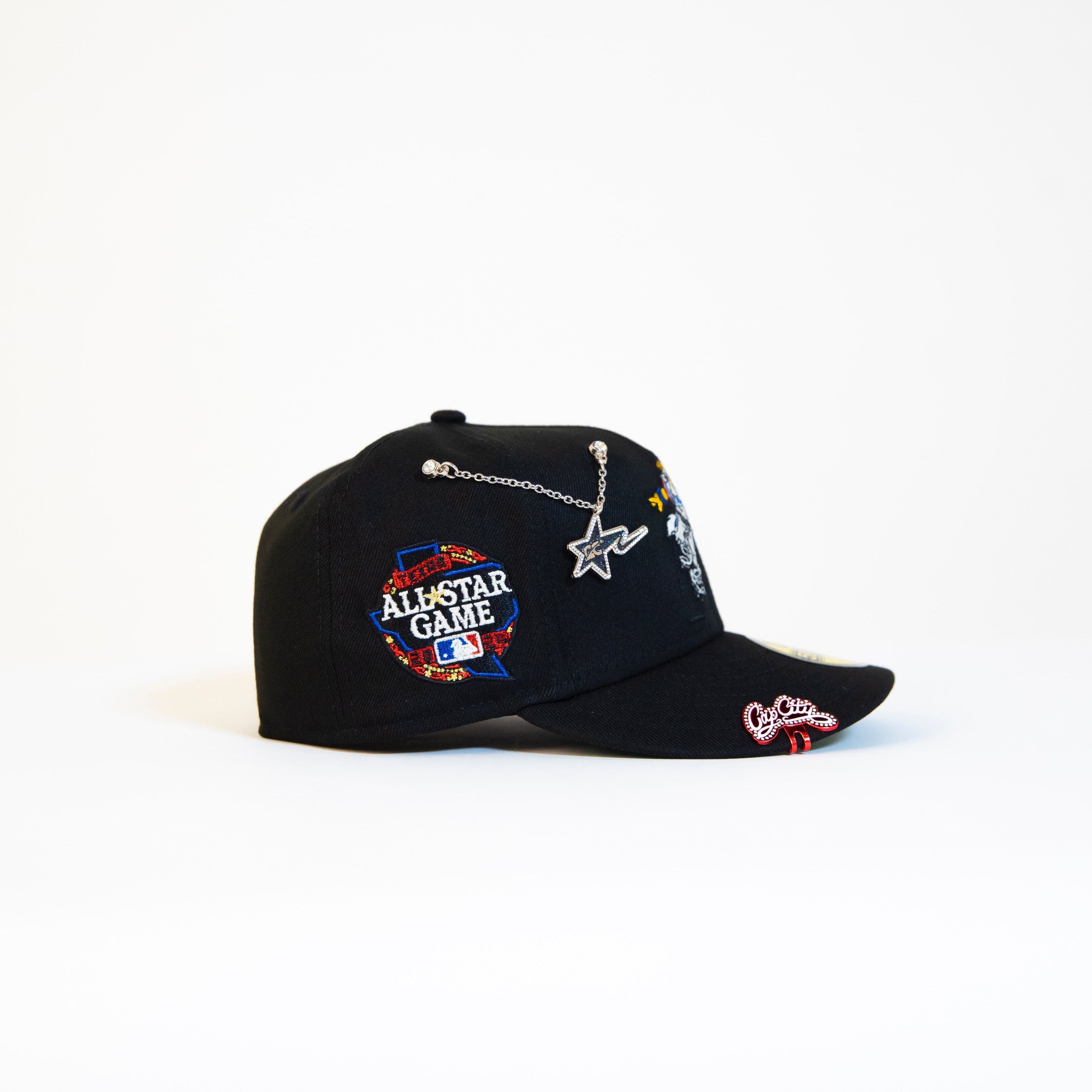 NEW ERA EXCLUSIVE 59FIFTY BLACK TEXAS RANGERS W/ ALL STAR GAME SIDE PATCH