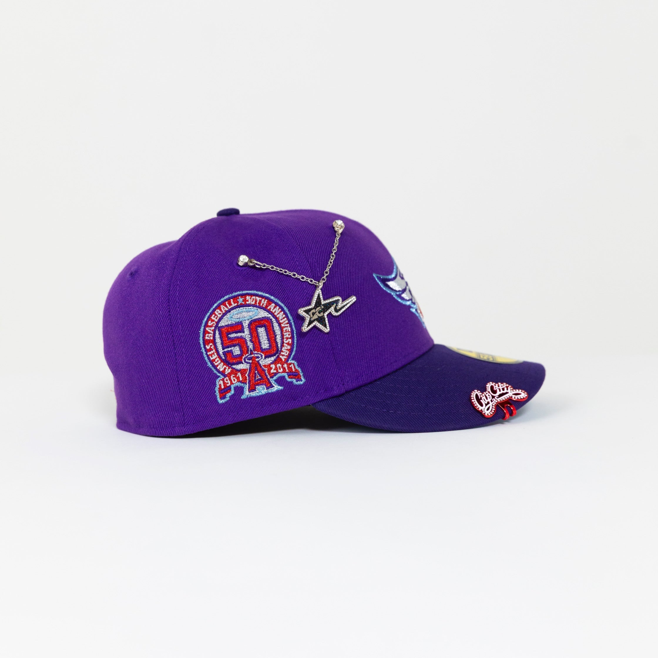 NEW ERA 59FIFTY PURPLE ANAHEIM ANGELS W/ 50TH ANNIVERSARY SIDE PATCH