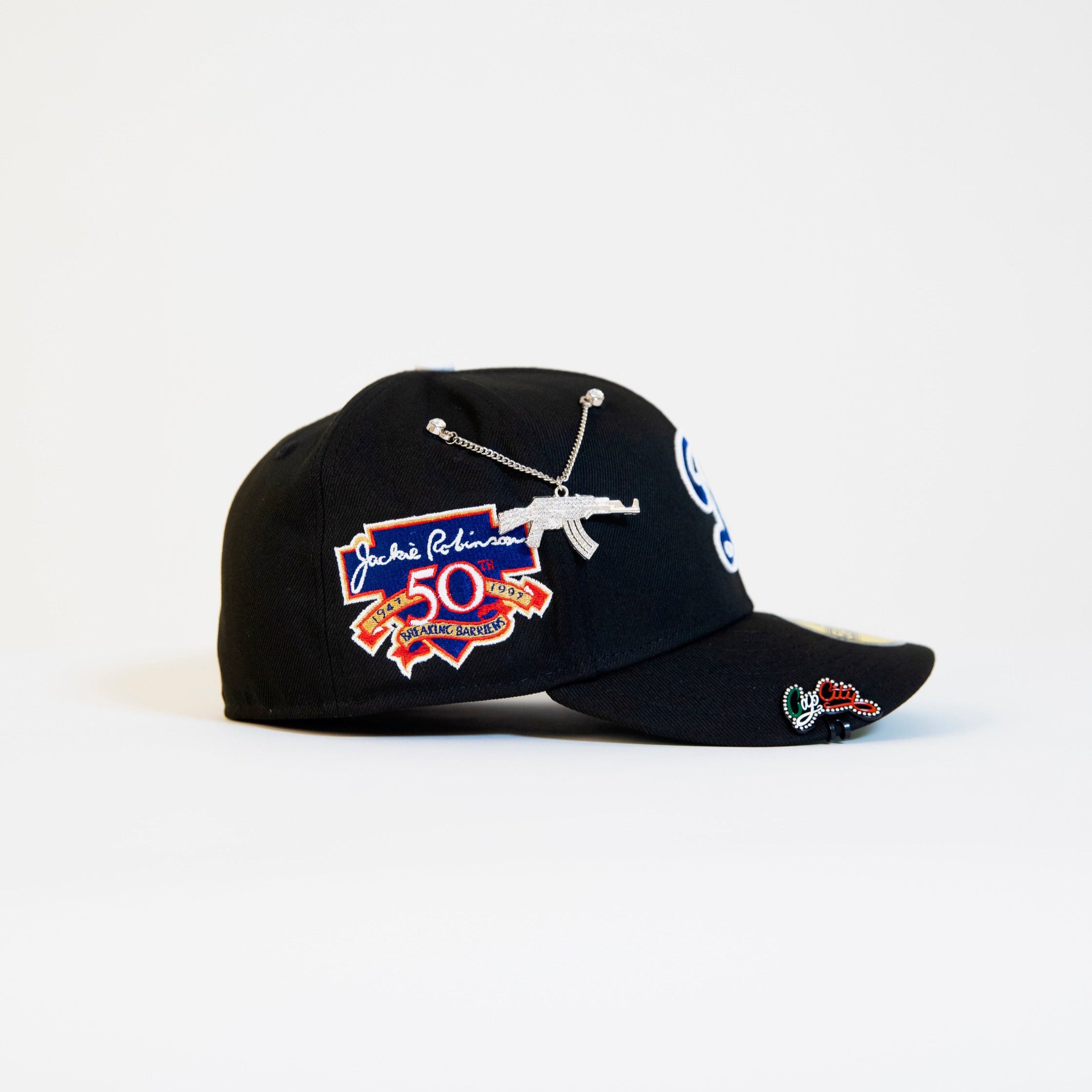 NEW ERA EXCLUSIVE 59FIFTY BLACK LOS ANGELES DODGERS W/ "JACKIE ROBINSON" SIDE PATCH