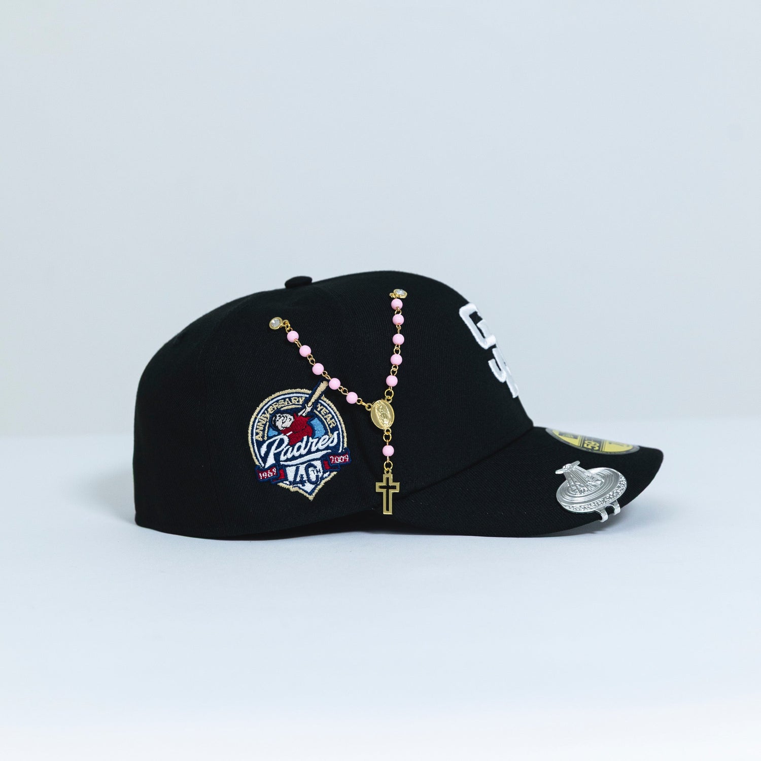 NEW ERA EXCLUSIVE 59FIFTY BLACK SAN DIEGO PADRES W/ 40TH ANNIVERSARY SIDE PATCH