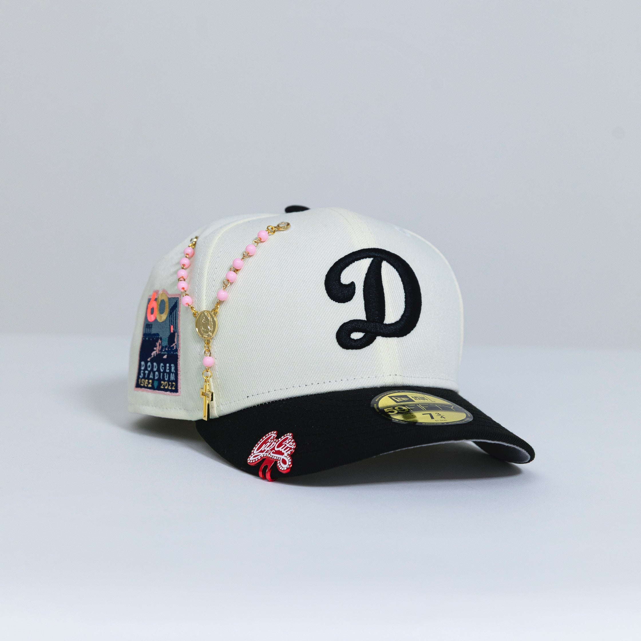NEW ERA EXCLUSIVE 59FIFTY CHROME/ BLACK LOS ANGELES DODGERS W/ 60TH ANNIVERSARY SIDE PATCH