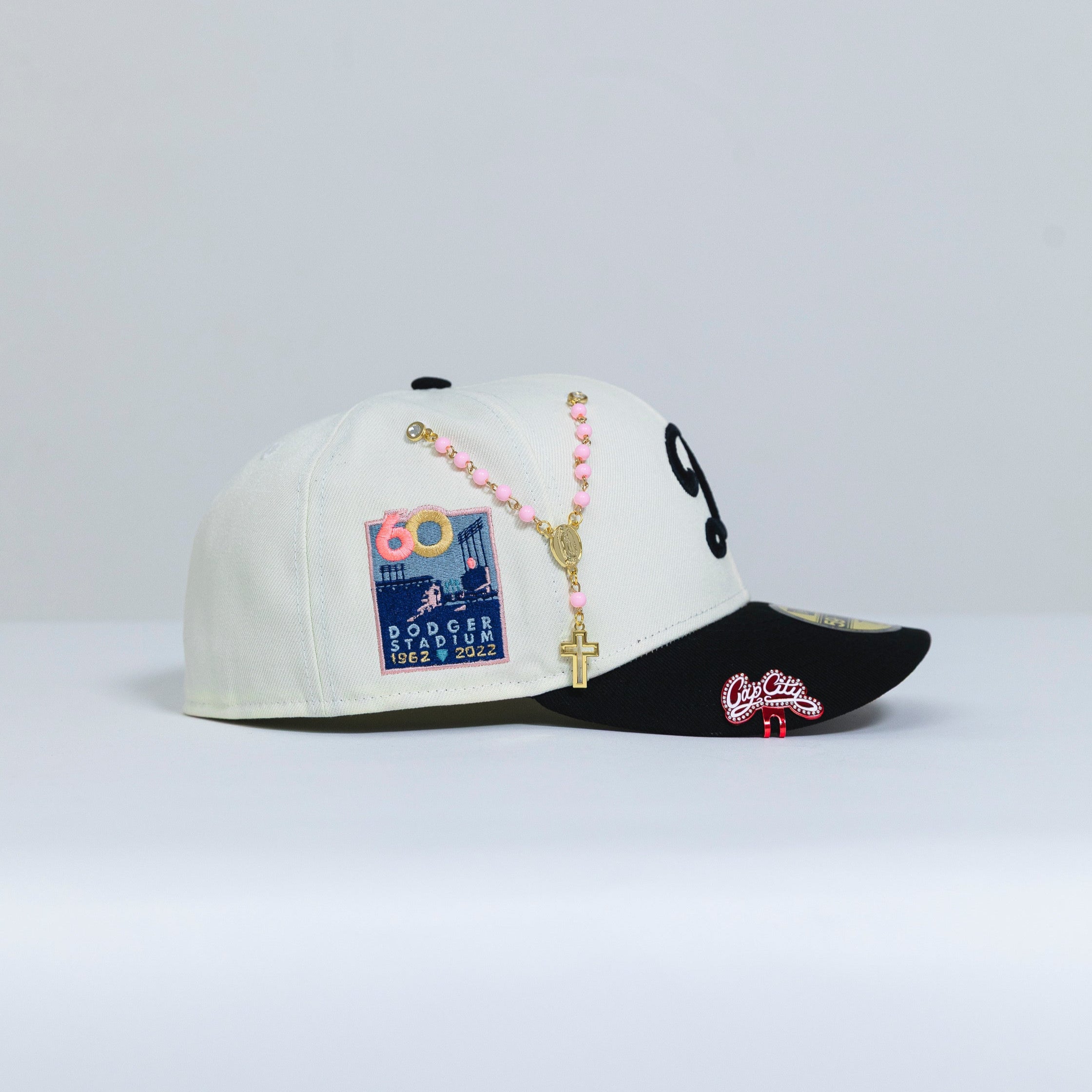 NEW ERA EXCLUSIVE 59FIFTY CHROME/ BLACK LOS ANGELES DODGERS W/ 60TH ANNIVERSARY SIDE PATCH