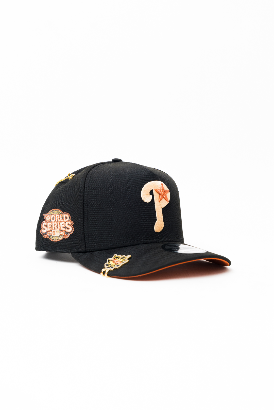 NEW ERA 9FIFTY A-FRAME BLACK PHILADELPHIA PHILLIES SNAPBACK W/ 2009 WORLD SERIES SIDE PATCH