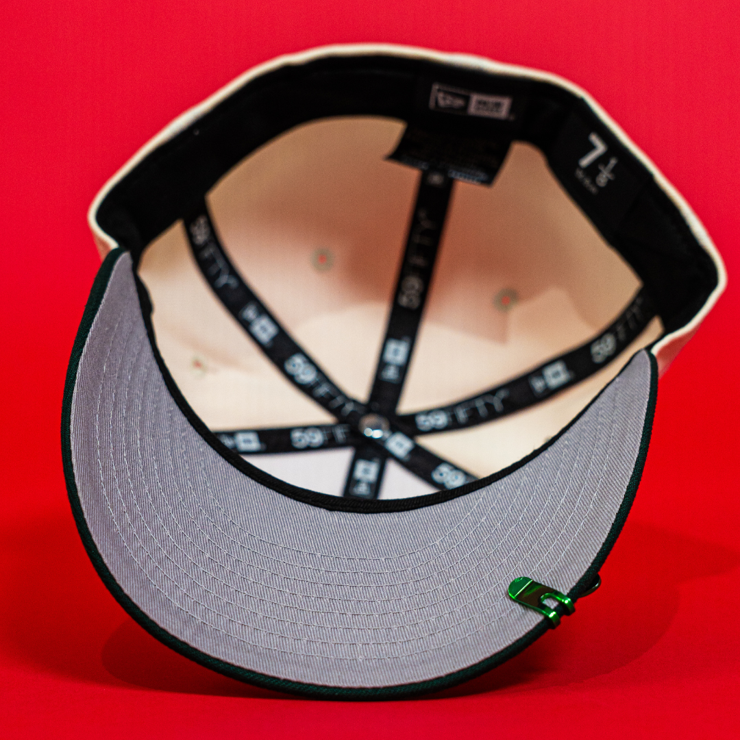 NEW ERA EXCLUSIVE 59FIFTY CHROME/ FOREST GREEN MEXICO 2025 WORLD BASEBALL CLASSIC W/ MEXICO FLAG SIDE PATCH