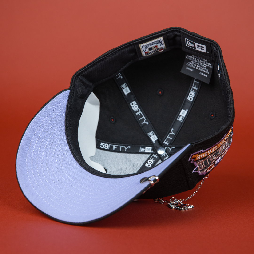 NEW ERA EXCLUSIVE 59FIFTY BLACK TEXAS RANGERS W/ FINAL SEASON SIDE PATCH