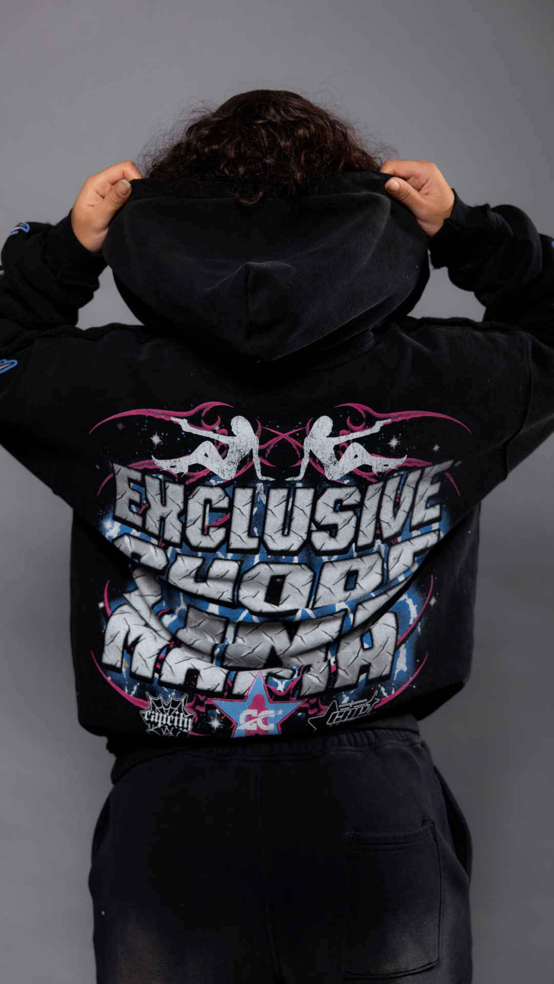 CAP CITY X SHORELINE MAFIA BLACK/COTTON CANDY MEMBERS ONLY ZIP UP HOODIE - UNISEX