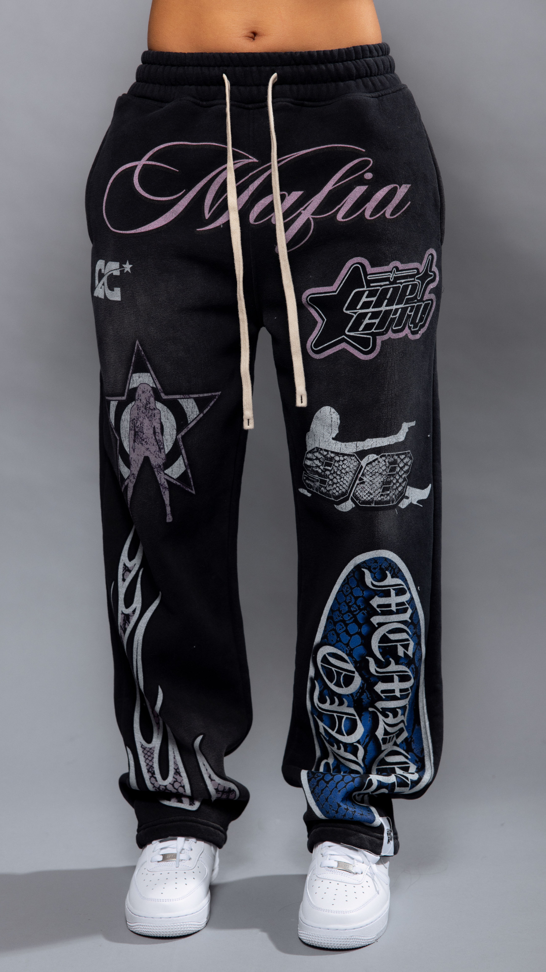 CAP CITY X SHORELINE MAFIA BLACK/COTTON CANDY MEMBERS ONLY PANTS - UNISEX