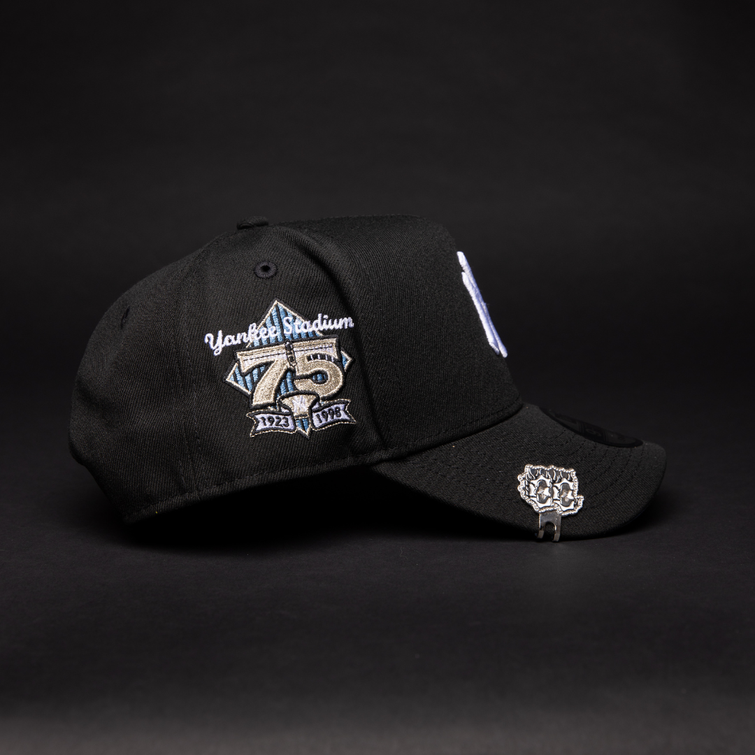 NEW ERA 9FIFTY A-FRAME BLACK NEW YORK YANKEES SNAPBACK W/ ICY HEART + 75TH ANNIVERSARY SIDE PATCH