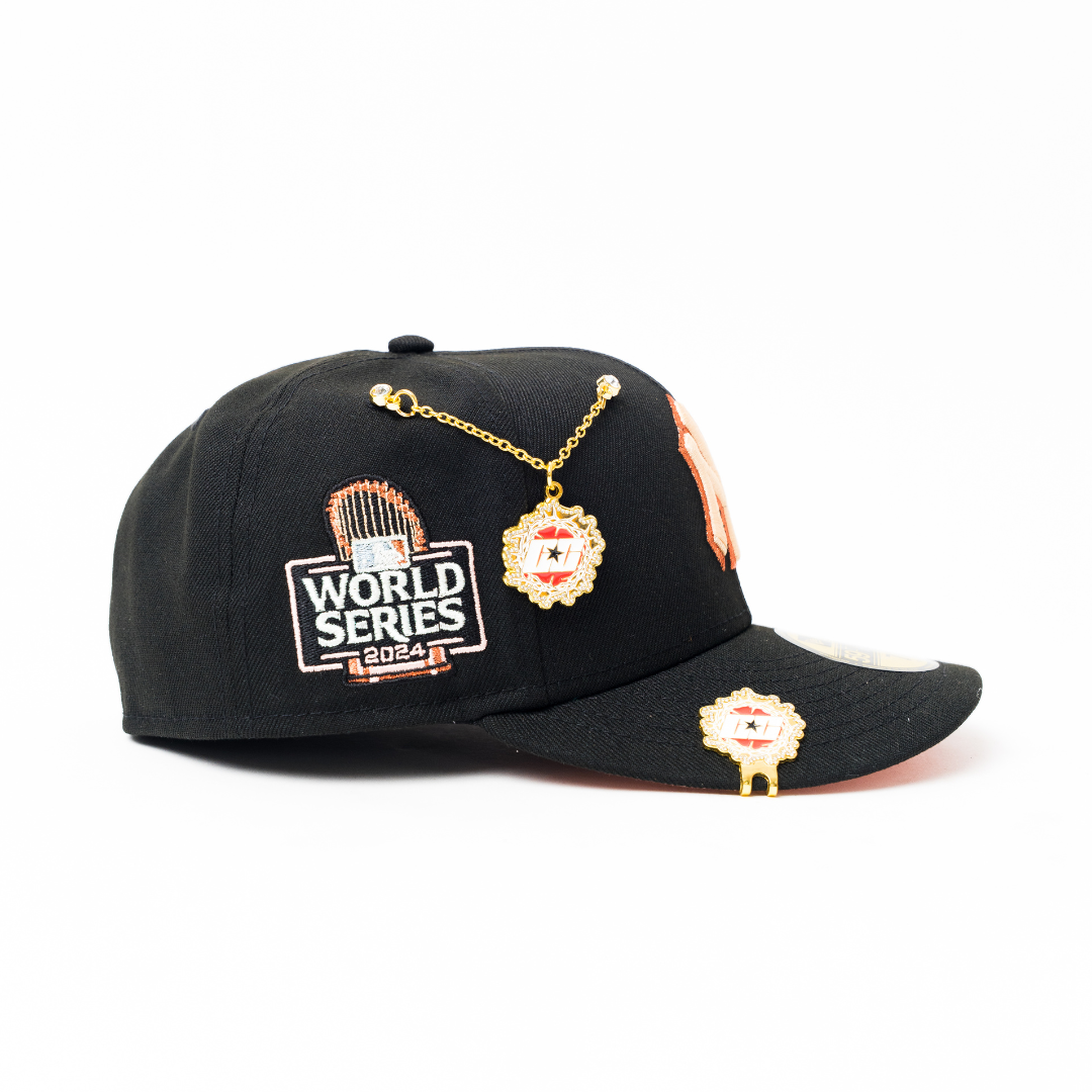 NEW ERA EXCLUSIVE 59FIFTY BLACK NEW YORK YANKEES W 2024 WORLD SERIES SIDE PATCH