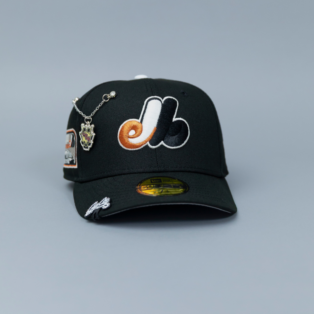NEW ERA EXCLUSIVE 59FIFTY BLACK MONTREAL EXPOS W/ OLYMPIC STADIUM SIDE PATCH