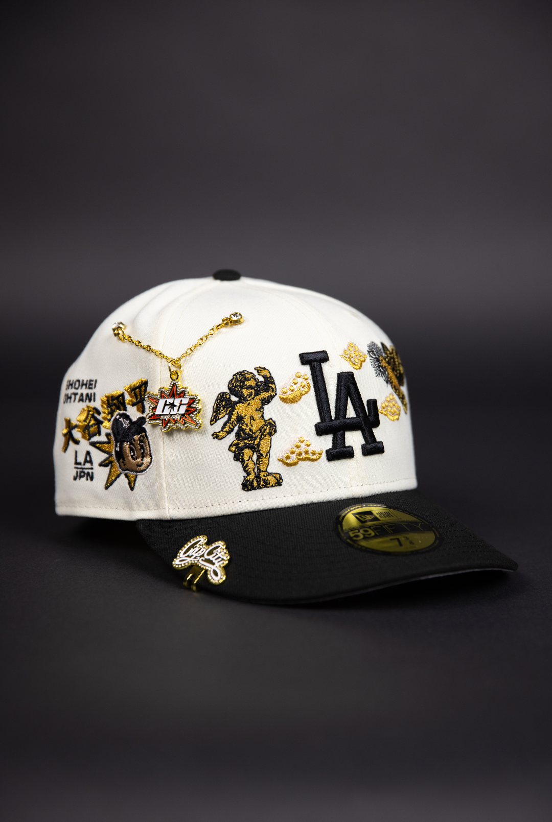 NEW ERA EXCLUSIVE 59FIFTY CHROME/ BLACK LOS ANGELES DODGERS "HEAVENLY CITY" W/ SHOHEI OHTANI SIDE PATCH