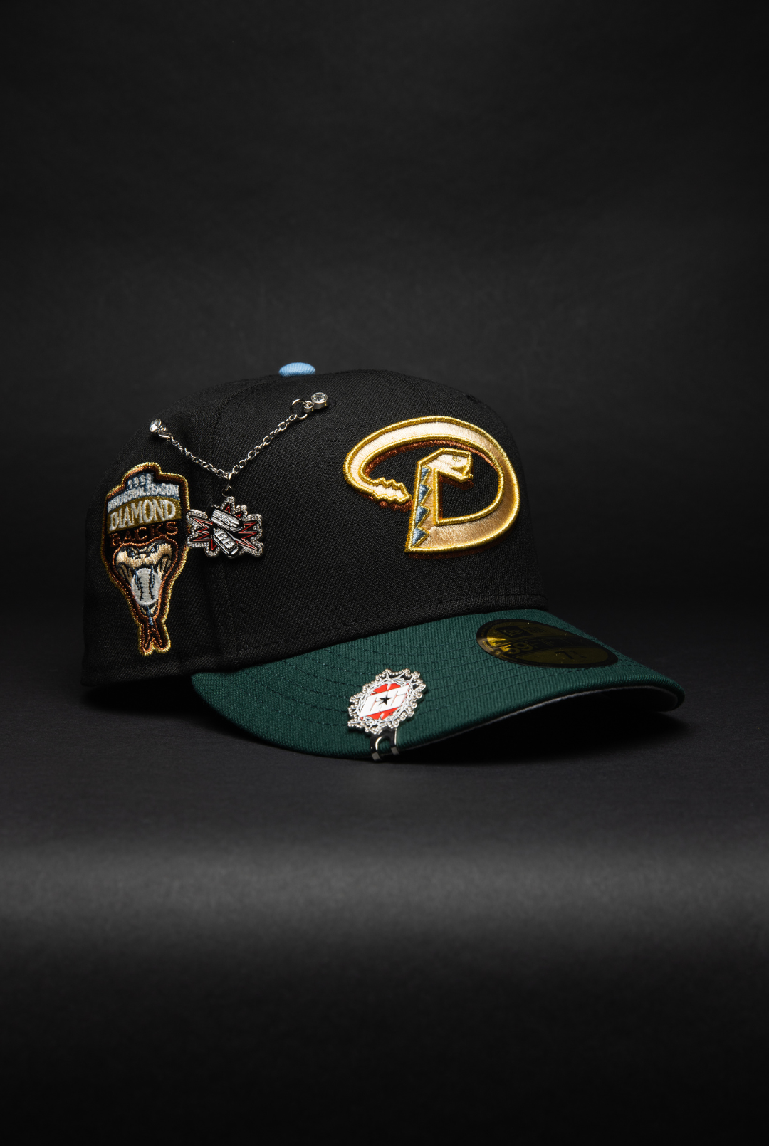 NEW ERA EXCLUSIVE 59FIFTY BLACK/ FOREST GREEN ARIZONA DIAMONDBACKS W/ 1998 INAUGURAL SEASON SIDE PATCH