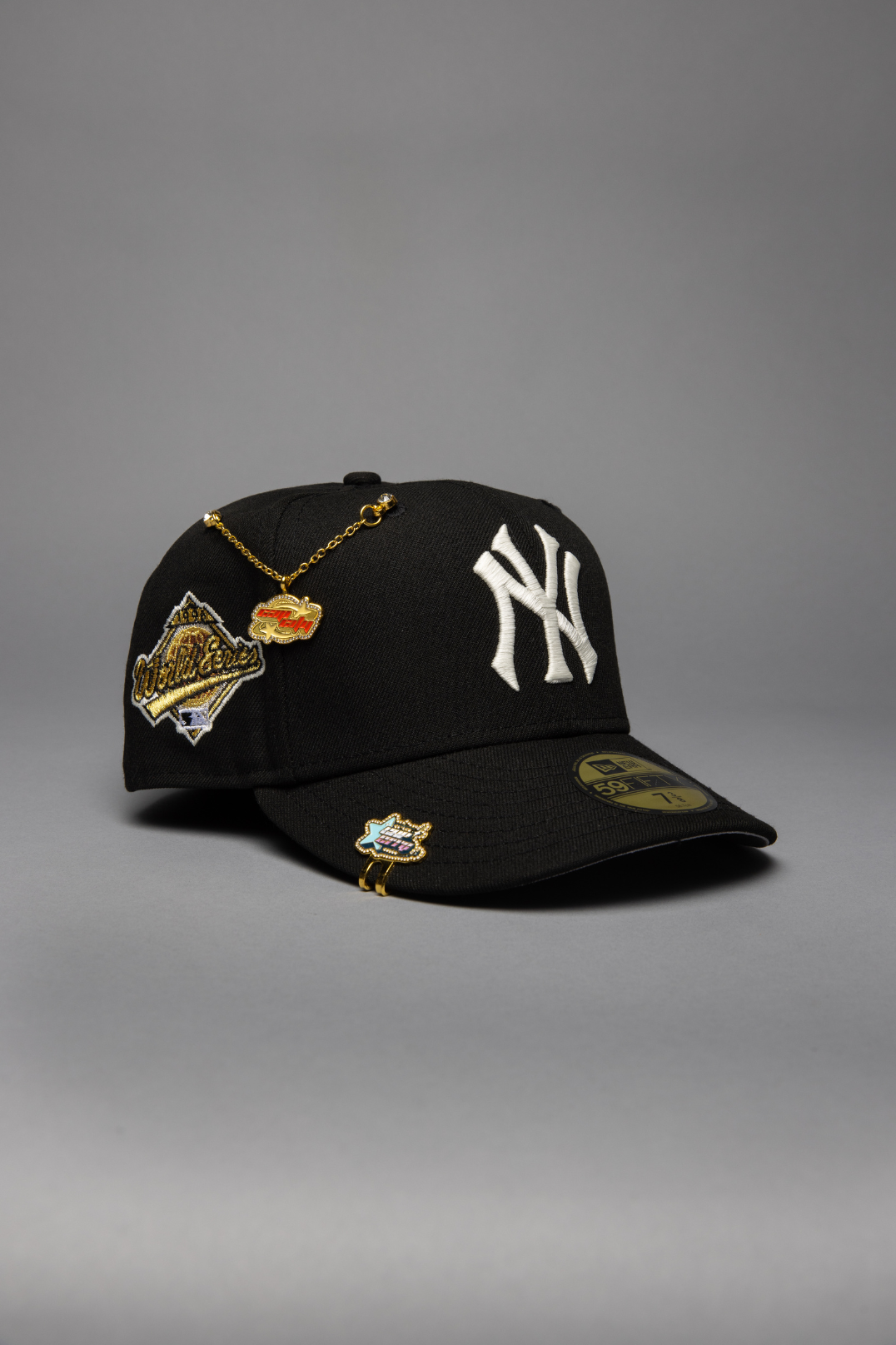 NEW ERA EXCLUSIVE 59FIFTY BLACK NEW YORK YANKEES W/ 1996 WORLD SERIES SIDE PATCH