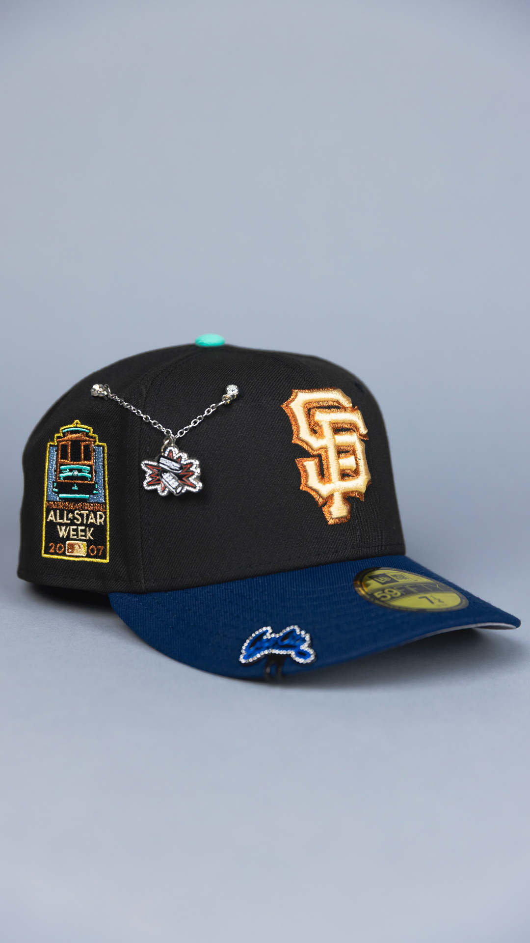 NEW ERA EXCLUSIVE 59FIFTY BLACK/NAVY SAN FRANCISCO GIANTS W/ ALL STAR WEEK SIDE PATCH