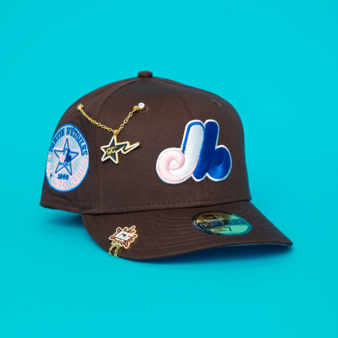 NEW ERA EXCLUSIVE 59FIFTY DARK BROWN MONTREAL EXPOS W/ 1982 ALL STAR GAME SIDE PATCH