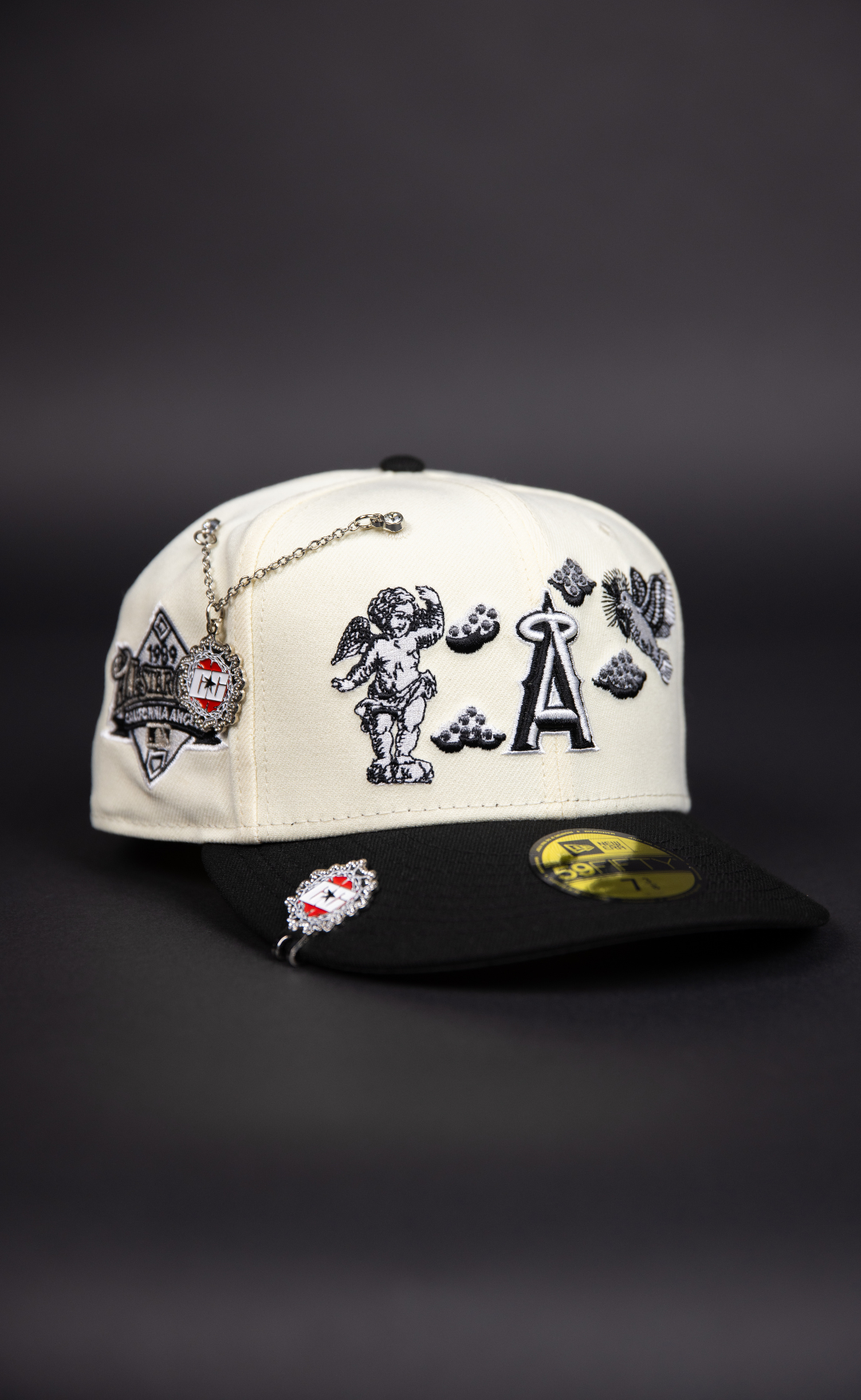 NEW ERA EXCLUSIVE 59FIFTY CHROME/ BLACK ANAHEIM ANGELS "HEAVENLY CITY" W/ ALL STAR GAME SIDE PATCH