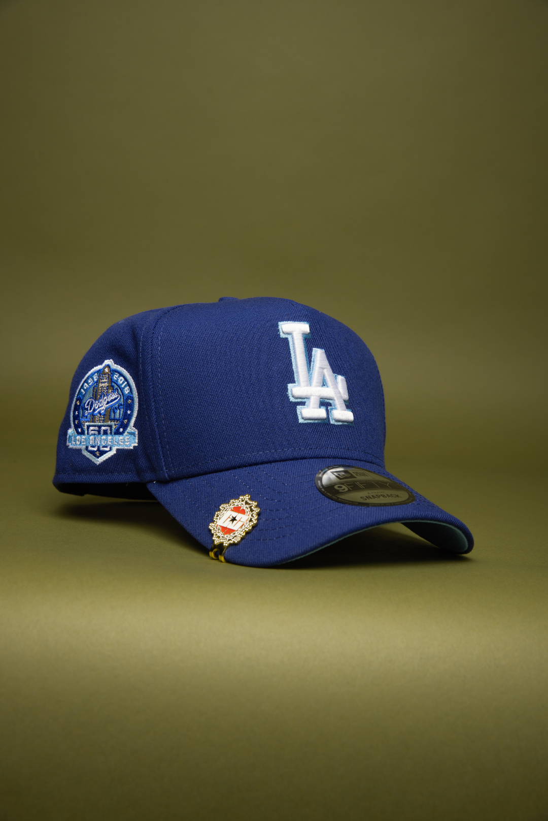NEW ERA 9FIFTY A-FRAME BLUE LOS ANGELES DODGERS SNAPBACK W/ 60TH ANNIVERSARY SIDE PATCH