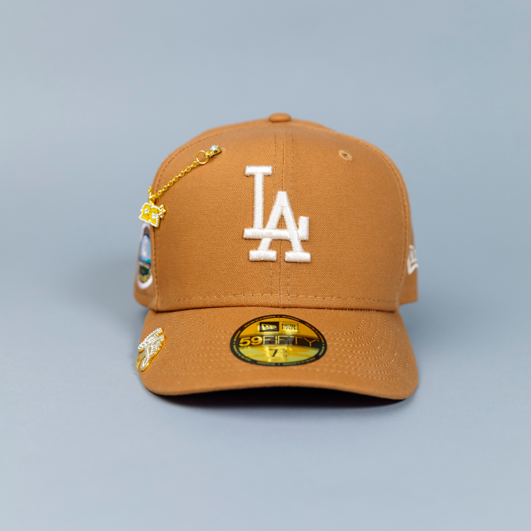 NEW ERA EXCLUSIVE 59FIFTY BRONZE LOS ANGELES DODGERS W/ 50TH ANNIVERSARY SIDE PATCH