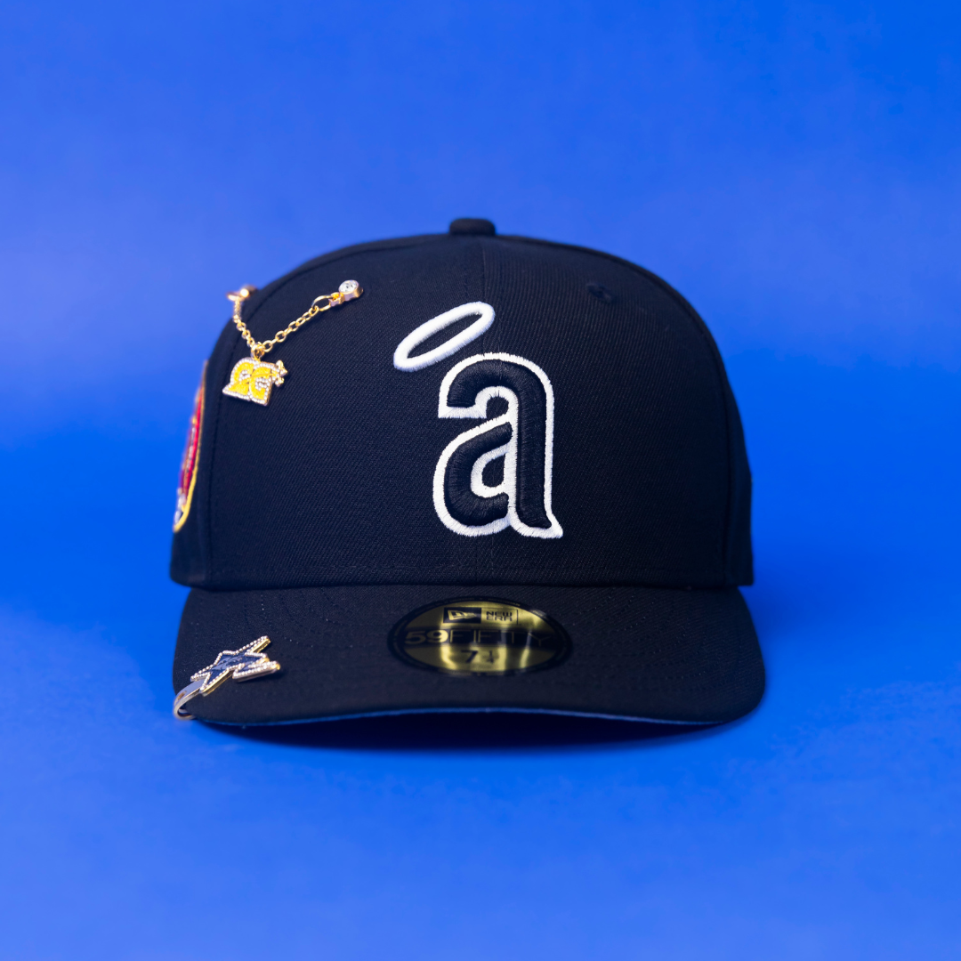 NEW ERA 59FIFTY BLACK ANAHEIM ANGELS W/ 40TH ANNIVERSARY SIDE PATCH