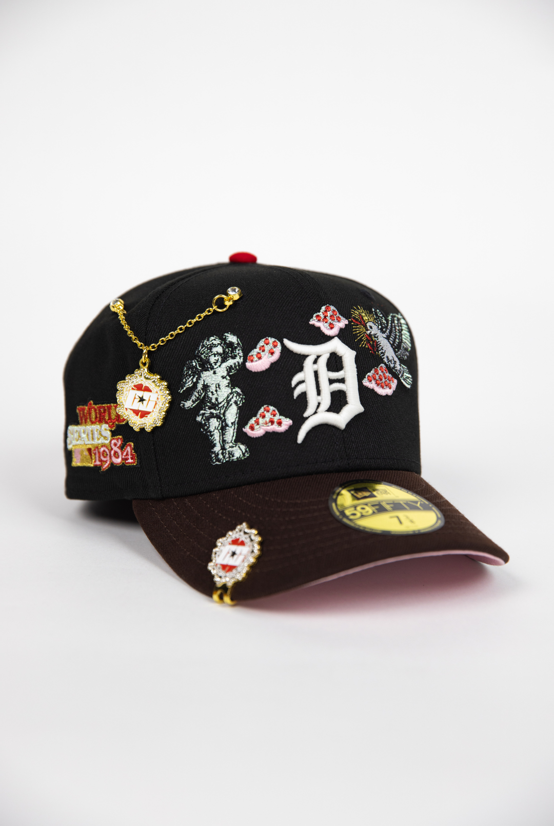 NEW ERA EXCLUSIVE 59FIFTY BLACK/ BROWN DETROIT TIGERS "CITY OF ANGELS" W/ 1981 WORLD SERIES SIDE PATCH