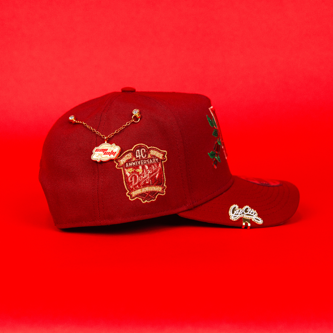NEW ERA 9FIFTY A-FRAME MAROON LOS ANGELES DODGERS SNAPBACK W/ EMBROIDERY + 40TH ANNIVERSARY SIDE PATCH