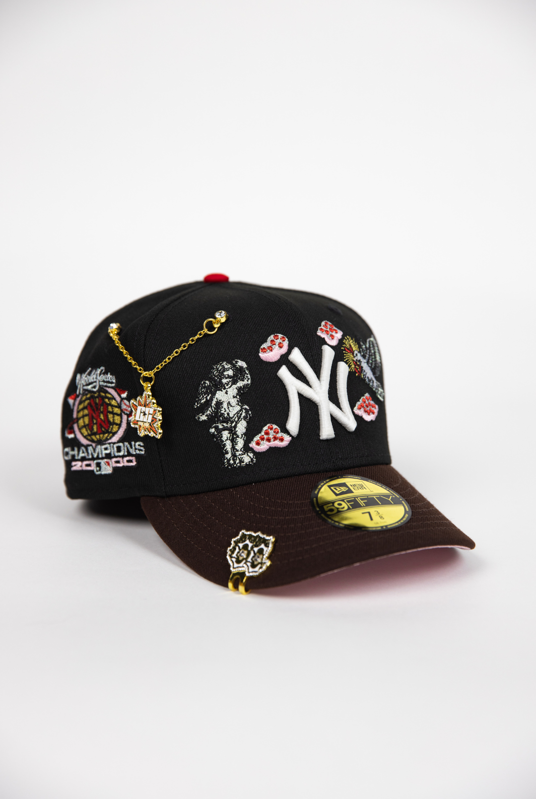 NEW ERA EXCLUSIVE 59FIFTY BLACK/ BROWN NEW YORK YANKEES "CITY OF ANGELS" W/ 2000 WORLD SERIES CHAMPIONS SIDE PATCH