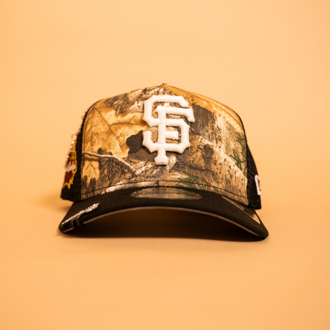 NEW ERA EXCLUSIVE 9FIFTY A-FRAME REALTREE SAN FRANCISCO GIANTS MESHBACK SNAPBACK W/ "TELL IT GOODBYE" SIDE PATCH