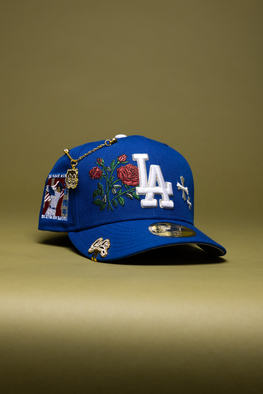 NEW ERA EXCLUSIVE 59FIFTY BLUE LOS ANGELES DODGERS W/ BLOOMING ROSE + SHOHEI OHTANI SIDE PATCH