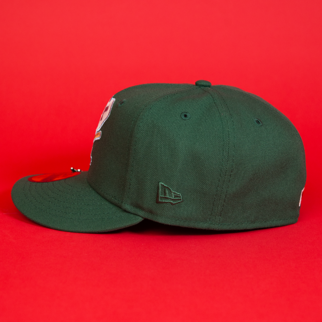 NEW ERA EXCLUSIVE 59FIFTY EMERALD GREEN OAKLAND ATHLETICS W/ 50TH ANNIVERSARY SIDE PATCH