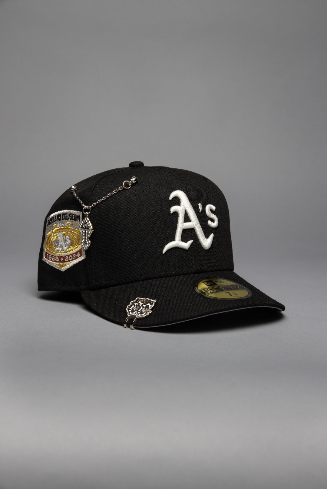 NEW ERA EXCLUSIVE 59FIFTY BLACK OAKLAND ATHLETICS W/ COLISEUM SIDE PATCH