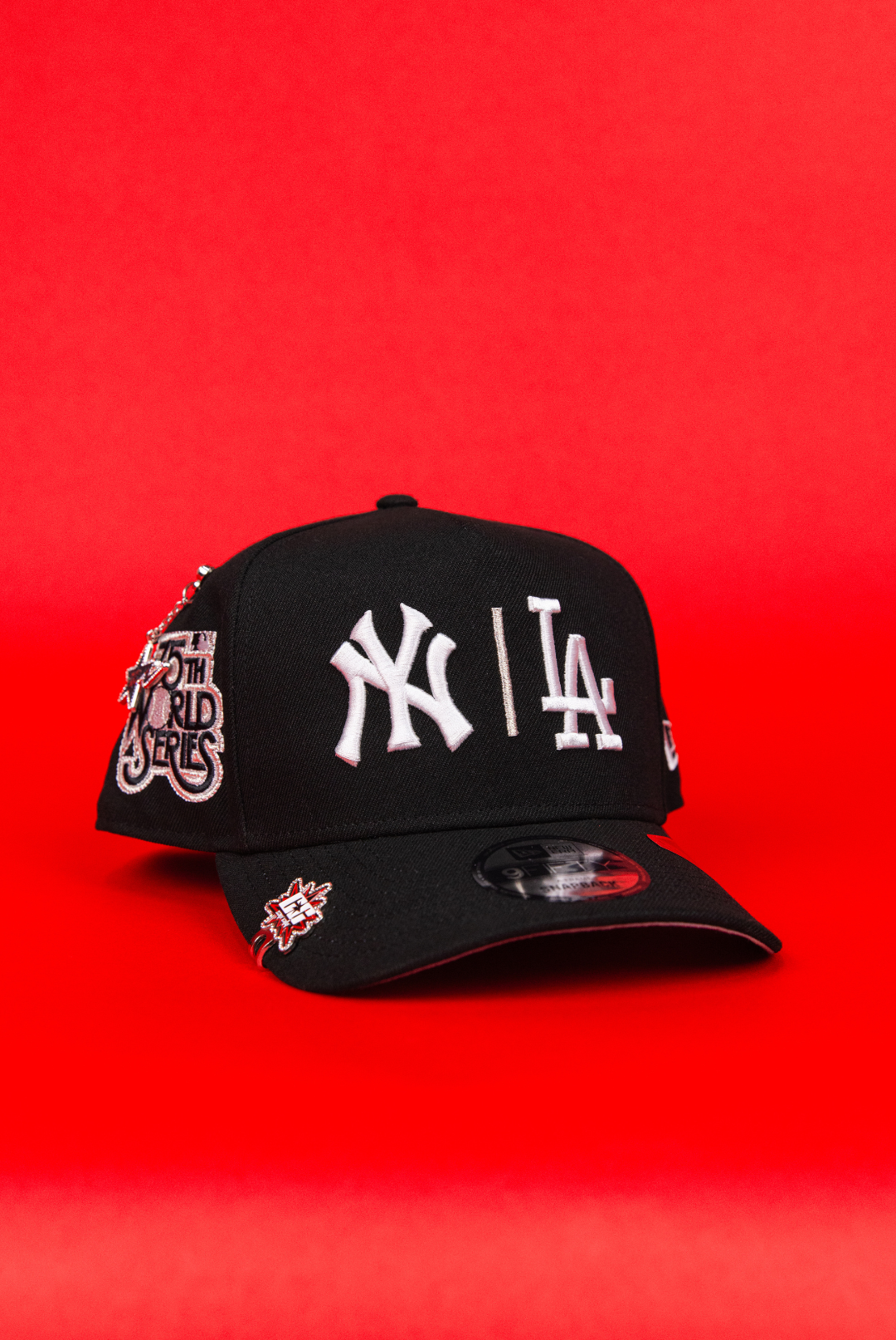 NEW ERA 9FIFTY A-FRAME BLACK NEW YORK YANKEES X LOS ANGELES DODGERS W/ 75TH WORLD SERIES SIDE PATCH