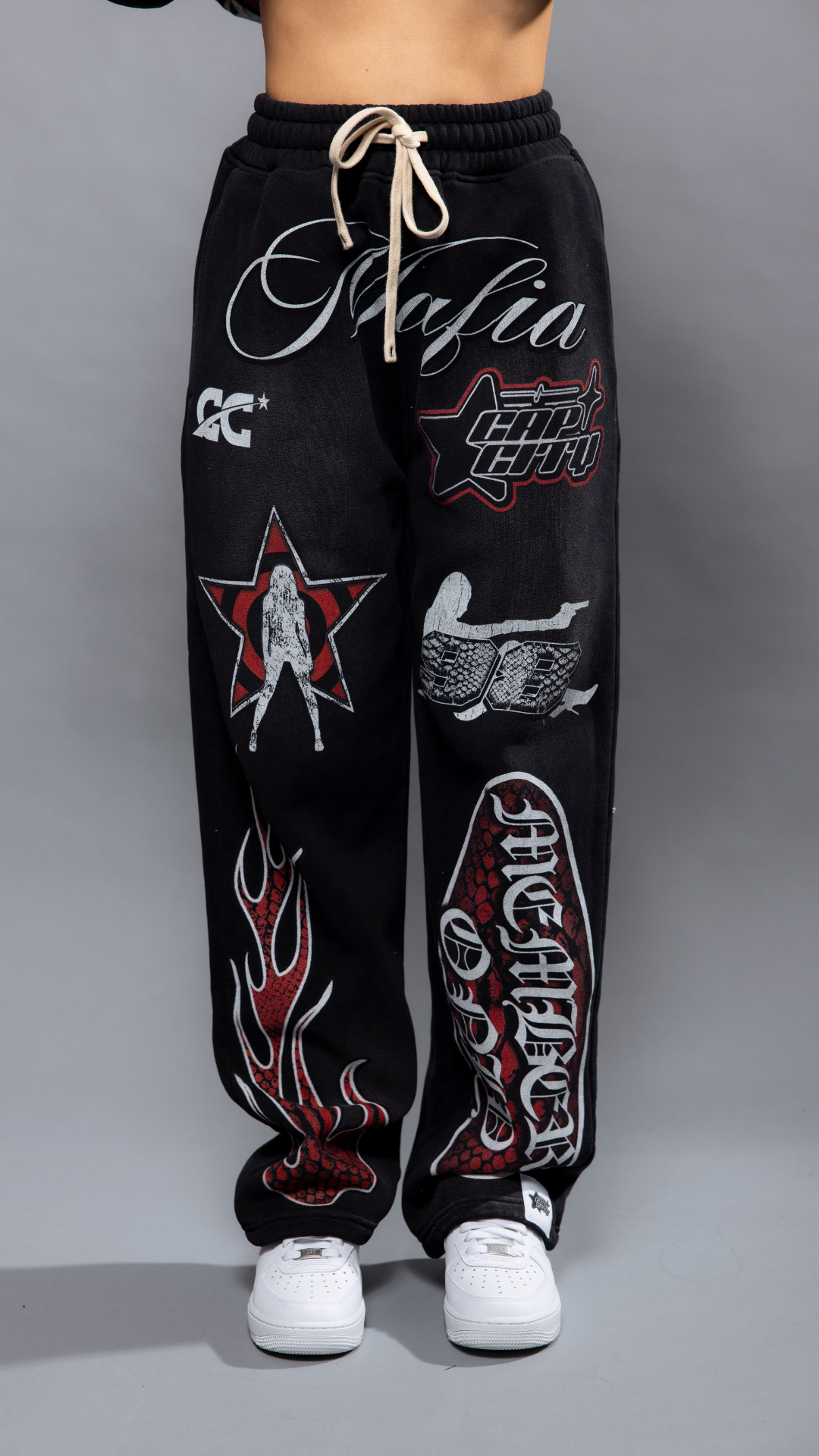 CAP CITY X SHORELINE MAFIA BLACK/RED MEMBERS ONLY PANTS - UNISEX