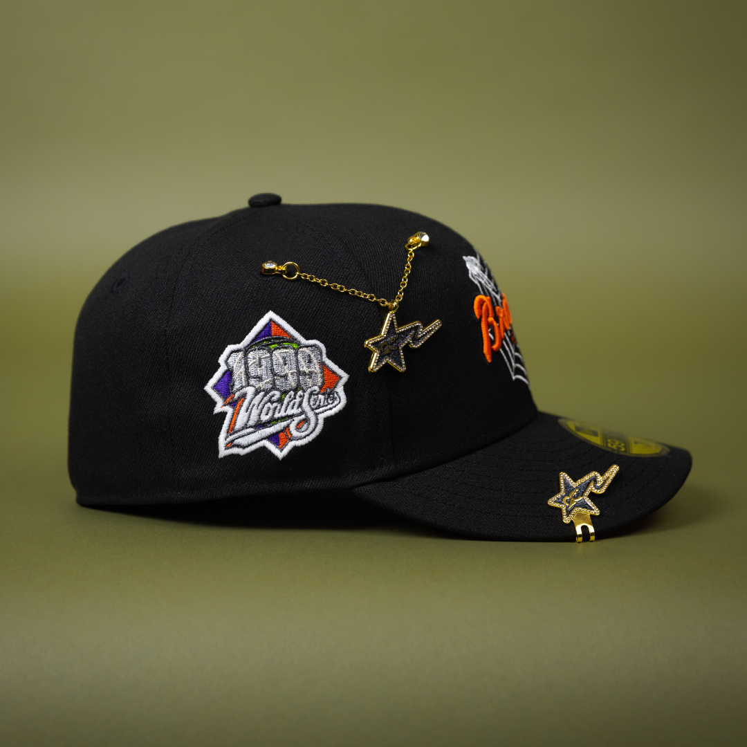 NEW ERA EXCLUSIVE 59FIFTY BLACK ATLANTA BRAVES W/ SPIDER WEB LOGO + 1999 WORLD SERIES SIDE PATCH